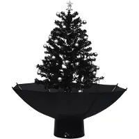 The Living Store Sapin de Noël à neige avec pied de parasol Noir 75 cm PVC