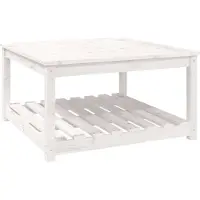 The Living Store Table de jardin blanche 82,5x82,5x45 cm pin massif