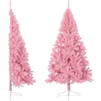 vidaXL Demi sapin de Noël artificiel avec support Rose 240 cm PVC
