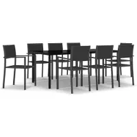 The Living Store Ensemble de salle à manger de jardin 9-pcs. Ensemble de salle à manger de jardin Noir