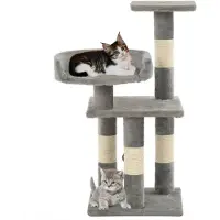 The Living Store Arbre à chat avec griffoirs en sisal 65 cm Gris