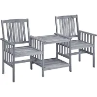 The Living Store Chaises de jardin avec table de thé et coussins en bois massif d'acacia