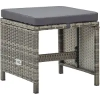 The Living Store Tabouret de jardin 4 pcs. avec coussin d'assise Poly rotin gris