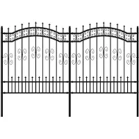 The Living Store Clôture de jardin avec pointes de lance Noir 165 cm Acier