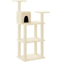 The Living Store Arbre à chat avec colonnes à griffer en sisal Crème 119 cm