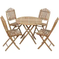 The Living Store Ensemble de jardin 5 pièces avec coussins Pliable Bambou