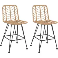 The Living Store Tabourets de bar 2 pcs. 45x56x103,5 cm rotin PE et acier