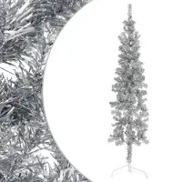 The Living Store Semi-sapin de Noël artificiel Support élancé Argenté 120 cm