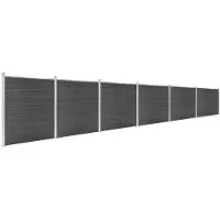 The Living Store Ensemble d'éléments de clôture WPC 1045x186 cm Noir