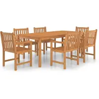 The Living Store 7-pcs. Ensemble de salle à manger de jardin en bois massif teck
