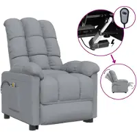 The Living Store Fauteuil de massage électrique Gris clair Tissu