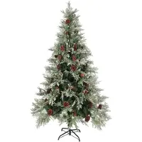 The Living Store Sapin de Noël avec cônes Vert et blanc 195 cm PVC & PE
