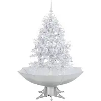 The Living Store Sapin de Noël à neige avec pied parasol blanc 140 cm
