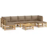 The Living Store 8-pièces salon de jardin avec coussins taupe bambou