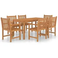 The Living Store 7-pcs. Ensemble de salle à manger de jardin en bois massif teck