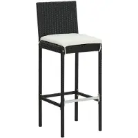 The Living Store Tabouret de bar de jardin avec coussins 4pcs Poly rotin noir