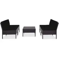 The Living Store Ensemble de salon de jardin 5 pièces avec coussins Poly Rattan Noir