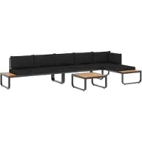 The Living Store Ensemble de 4 canapés d'angle de jardin avec coussins Aluminium et WPC