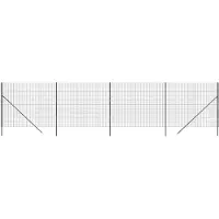 The Living Store Clôture grillagée Anthracite 1,6x10 m Acier galvanisé