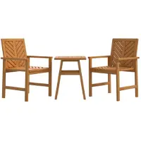 The Living Store 3-pc. Ensemble salon de jardin bois massif acacia