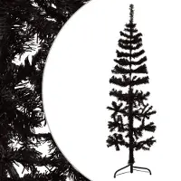 The Living Store Semi-sapin de Noël artificiel Support Mince Noir 150 cm