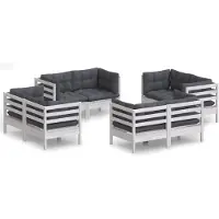 The Living Store 8-pièces salon de jardin avec coussin en pin anthracite