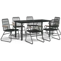 The Living Store 7-pièces salon de jardin noir rotin PVC