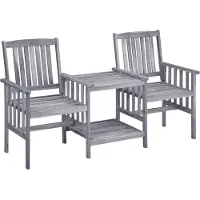 The Living Store Chaises de jardin avec table de thé et coussins en bois massif d'acacia