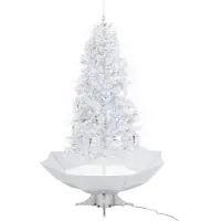 The Living Store Sapin de Noël à neige avec pied parasol blanc 190 cm
