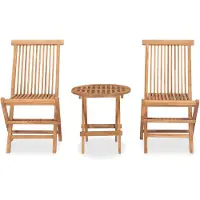 The Living Store 3-pc. Ensemble de salle à manger de jardin pliant en bois massif teck