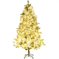 The Living Store Sapin de Noël avec éclairage neige et cônes 195 cm PVC&PE