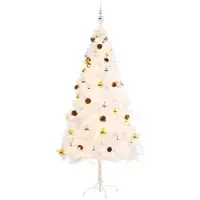 The Living Store Sapin de Noël artificiel avec éclairage & boules blanc 180 cm