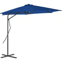 The Living Store Parasol avec mât en acier bleu 300x230 cm