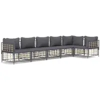 The Living Store Ensemble de salon de jardin 6 pièces avec coussins Anthracite Poly Rattan