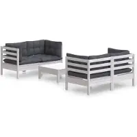 The Living Store 5-pièces salon de jardin avec coussin en pin anthracite