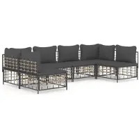 The Living Store Ensemble de salon de jardin 6 pièces avec coussins Anthracite Poly Rattan