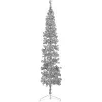 The Living Store Demi-sapin de Noël artificiel Support élancé Argent 210 cm