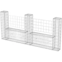 The Living Store Corbeille à gabion en forme de U acier 240×20×100 cm