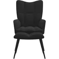 The Living Store Fauteuil relax avec pouf Noir velours