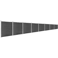 The Living Store Ensemble d'éléments de clôture WPC 1391x186 cm Noir