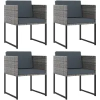 The Living Store 9 pcs. salon de jardin avec coussins Poly rotin gris