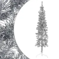 The Living Store Semi-sapin de Noël artificiel Support élancé Argenté 180 cm