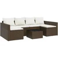 The Living Store Ensemble de salon de jardin 2 pièces avec coussins Marron Poly Rattan