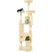 The Living Store Arbre à chat avec colonnes en sisal 170 cm Beige