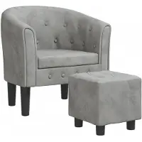vidaXL Fauteuil avec repose-pied gris clair velours