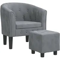 vidaXL Fauteuil club avec repose-pieds gris foncé velours
