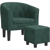 vidaXL Fauteuil avec repose-pied vert foncé velours
