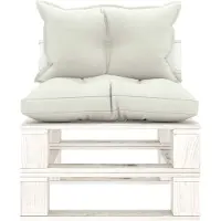 The Living Store Canapé central de jardin en palette avec coussin en bois beige