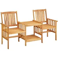 The Living Store Chaises de jardin avec table de thé et coussins Acacia massif