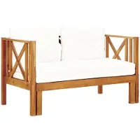 vidaXL Banc de jardin 2 places avec coussins 122 cm bois massif acacia